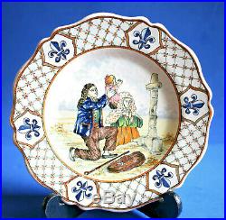 Superb 19th Century French Faience Plate. Malicorne N Quimper. Mint. Very Rare