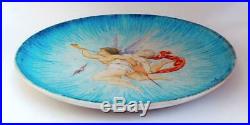 THEODORE DECK ANTIQUE FRENCH FAIENCE CERAMIC DISH Dated 1861 Angel