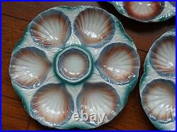 THREE VINTAGE FRENCH PLATES OYSTER FAIENCE MAJOLICA SARREGUEMINES circa 1920s