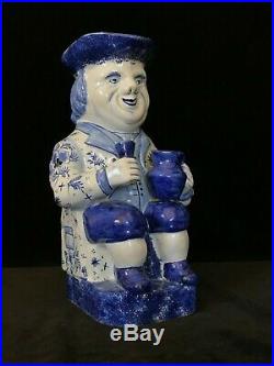TOBY JUG- Ordinary Drinker Desvres French Faience ANTIQUE Old Delft Mark c. 1910