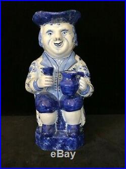 TOBY JUG- Ordinary Drinker Desvres French Faience ANTIQUE Old Delft Mark c. 1910