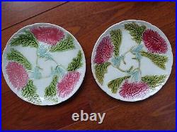 TWO ANTIQUE FRENCH PLATES FAIENCE ONNAING MAJOLICA Diameter 81/2