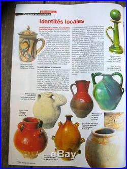 Terracotta Ceramic Jug Faience French Antique Pottery Green Glaze Pot A Confit