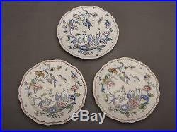 Three Antique French Gien Faience Plates France circa 1860