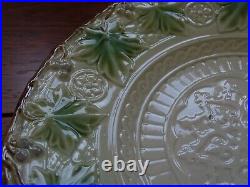 Three Antique French Plate Faience Majolica Vine Grappe