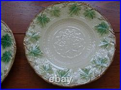 Three Antique French Plate Faience Majolica Vine Grappe