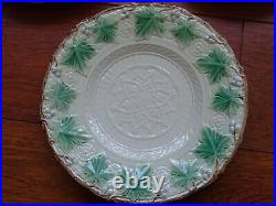 Three Antique French Plate Faience Majolica Vine Grappe