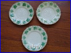 Three Antique French Plate Faience Majolica Vine Grappe
