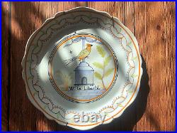 Two French Hand Painted Antique Plates. W La Liberte Faience Rare Vintage Plates