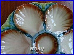 Two Vintage French Plates Oyster Faience Majolica Sarreguemines