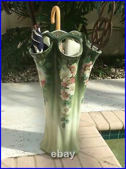 Umbrella Stand Rare Antique French Faience Briar Rose Umbrella Holder c1890