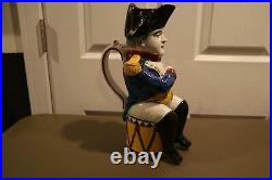 VERY RARE ANTIQUE French Faience Admiral General Napoleon Toby Mug Jug Drum 12