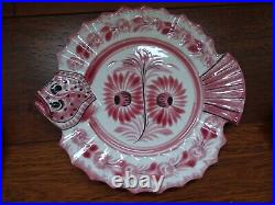 VINTAGE 6 PLATES PINK FISH CERAMIC HENRIOT QUIMPER FRANCE circa 1950s