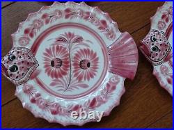 VINTAGE 6 PLATES PINK FISH CERAMIC HENRIOT QUIMPER FRANCE circa 1950s