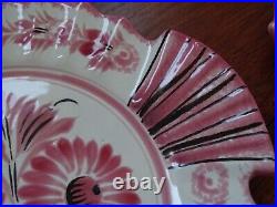 VINTAGE 6 PLATES PINK FISH CERAMIC HENRIOT QUIMPER FRANCE circa 1950s