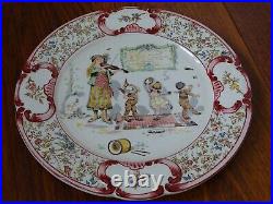 VINTAGE 7 DESSERT PLATES FRENCH FAIENCE MAJOLICA SARREGUEMINES 1900s Froment