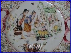 VINTAGE 7 DESSERT PLATES FRENCH FAIENCE MAJOLICA SARREGUEMINES 1900s Froment