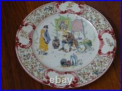 VINTAGE 7 DESSERT PLATES FRENCH FAIENCE MAJOLICA SARREGUEMINES 1900s Froment