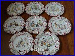 VINTAGE 8 DESSERT PLATES FRENCH FAIENCE MAJOLICA SARREGUEMINES 1900s Froment