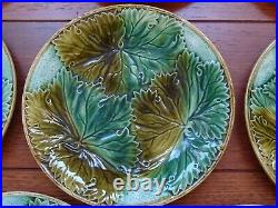 VINTAGE EIGHT DESSERT PLATES FRENCH FAIENCE MAJOLICA ONNAING circa 1900s