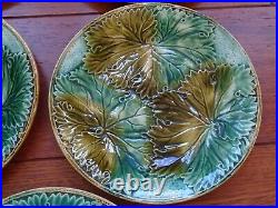 VINTAGE EIGHT DESSERT PLATES FRENCH FAIENCE MAJOLICA ONNAING circa 1900s