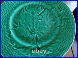 VINTAGE FOUR DESSERT PLATES FRENCH CERAMIC MAJOLICA GREEN FRENCH leaves