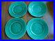 VINTAGE-FOUR-DESSERT-PLATES-FRENCH-FAIENCE-MAJOLICA-GREEN-FRENCH-leaves-01-gsmy