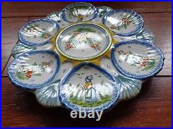 VINTAGE FRENCH PLATE OYSTER FAIENCE HR QUIMPER circa 1900s