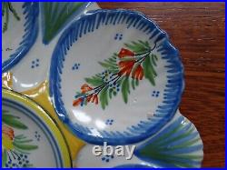 VINTAGE FRENCH PLATE OYSTER FAIENCE HR QUIMPER circa 1900s