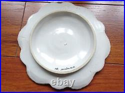 VINTAGE FRENCH PLATE OYSTER FAIENCE HR QUIMPER circa 1900s