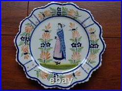 VINTAGE ONE PLATE FRENCH FAIENCE HENRIOT QUIMPER circa 1930s