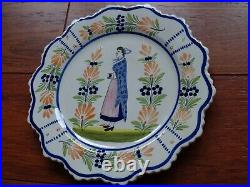 VINTAGE ONE PLATE FRENCH FAIENCE HENRIOT QUIMPER circa 1930s