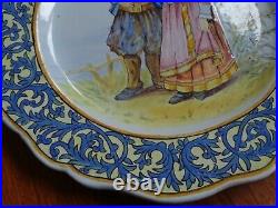 VINTAGE ONE PLATE FRENCH FAIENCE QUIMPER THE GREAT ARTIST PORQUIER BEAU c1880