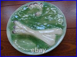 VINTAGE PLATE ASPARAGUS FRENCH FAIENCE MAJOLICA FRANCE 1900s