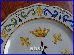 VINTAGE PLATE FRENCH FAIENCE PORQUIER BEAU QUIMPER BRETON circa 1900s