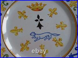 VINTAGE PLATE FRENCH FAIENCE PORQUIER BEAU QUIMPER BRETON circa 1900s