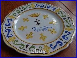 VINTAGE PLATE FRENCH FAIENCE PORQUIER BEAU QUIMPER BRETON circa 1900s