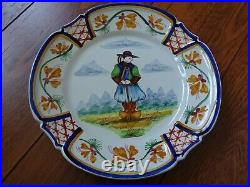 VINTAGE PLATE FRENCH HENRIOT HB QUIMPER patern 222 circa 1920s