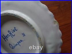 VINTAGE SET CHEESES 11 PLATES AND DISH FRENCH FAIENCE HENRIOT QUIMPER 1930s