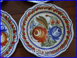 VINTAGE SIX PLATES FRENCH FAIENCE HENRIOT QUIMPER circa 1970s