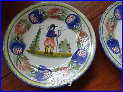 VINTAGE TEN SMALL BREAD PLATES CERAMIC HB QUIMPER FRANCE diameter 6,7