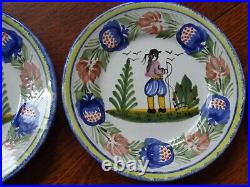 VINTAGE TEN SMALL BREAD PLATES CERAMIC HB QUIMPER FRANCE diameter 6,7