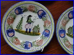 VINTAGE TEN SMALL BREAD PLATES CERAMIC HB QUIMPER FRANCE diameter 6,7