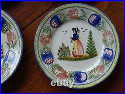 VINTAGE TEN SMALL BREAD PLATES CERAMIC HB QUIMPER FRANCE diameter 6,7