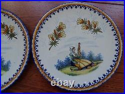 VINTAGE THREE SMALL BREAD PLATES CERAMIC HENRIOT QUIMPER FRANCE circa 1930s