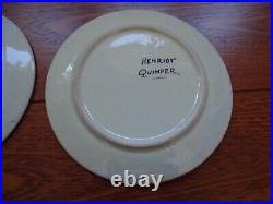 VINTAGE THREE SMALL BREAD PLATES CERAMIC HENRIOT QUIMPER FRANCE circa 1930s