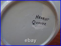 VINTAGE THREE SMALL BREAD PLATES CERAMIC HENRIOT QUIMPER FRANCE circa 1930s