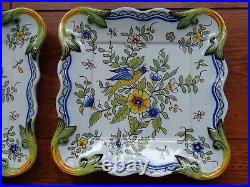 VINTAGE TWO DESSERT PLATER FRENCH FAIENCE DESVRES ROUEN circa 1920s