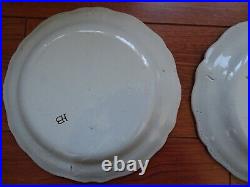 VINTAGE TWO PLATES FRENCH FAIENCE HB QUIMPER COUPLE BRETON 19th Century