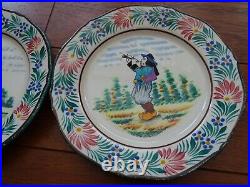 VINTAGE TWO PLATES FRENCH HENRIOT HB QUIMPER COUPLE BRETON D. 590 circa 1940s